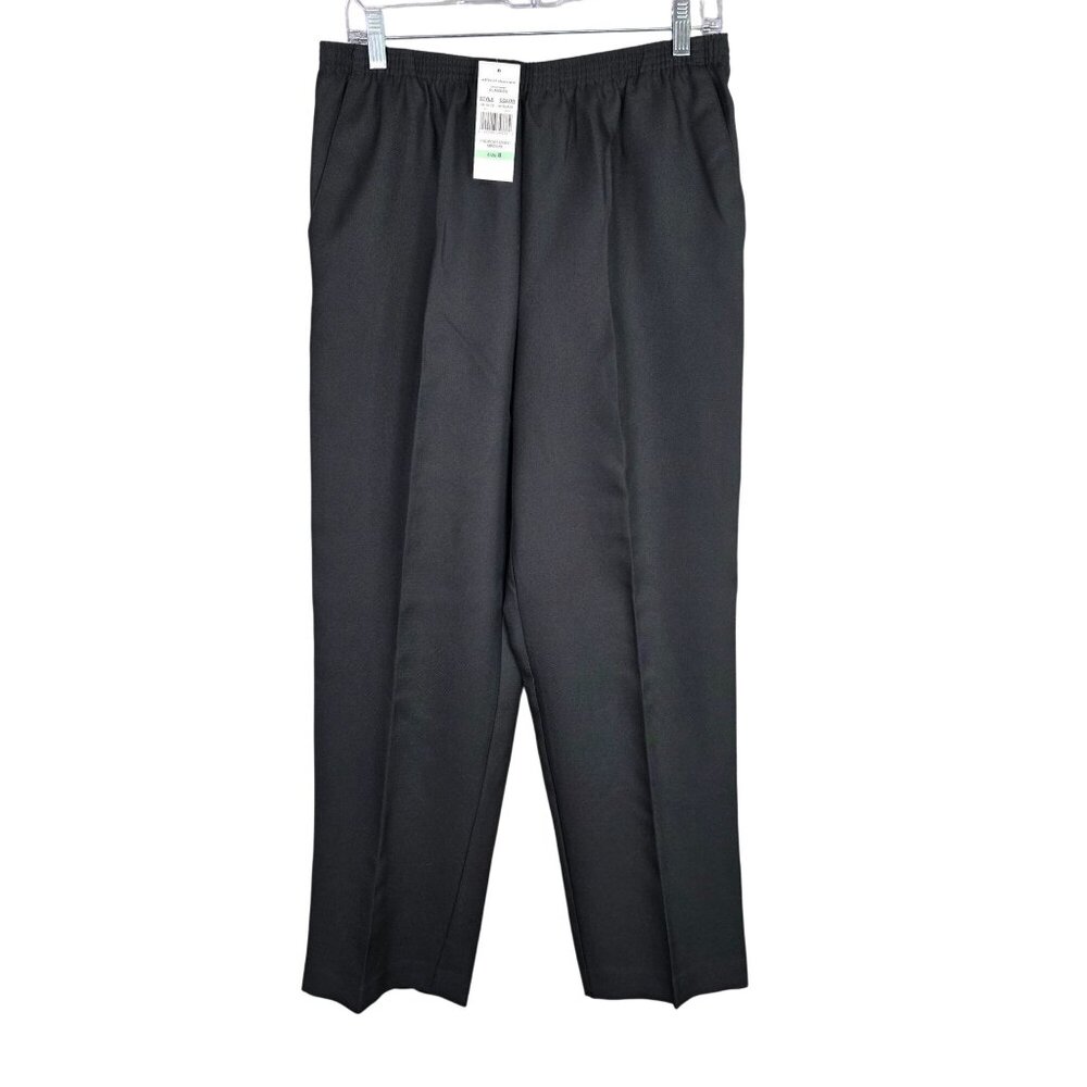 Womens Alfred Dunner Classics Black Pull On Pants Elastic Waist Polyester Size 8